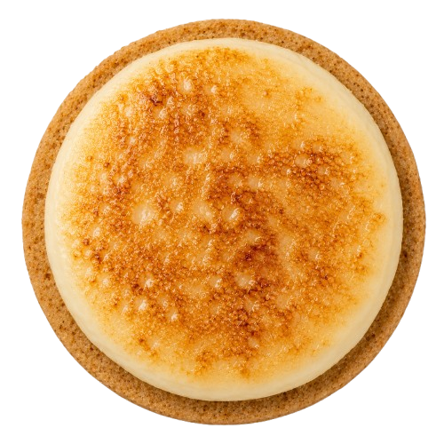 Crème Brûlée Cookie with a caramelized sugar topping and creamy vanilla flavor