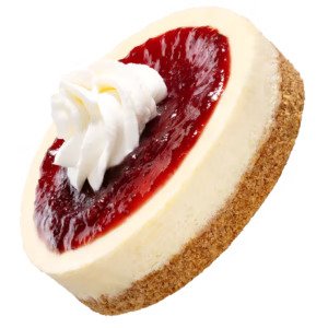 Raspberry Cheesecake Cookie topped with creamy cheesecake filling, glossy raspberry jam, and a swirl of whipped cream on a graham cracker crust.