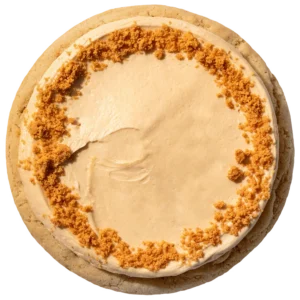Biscoff Ice Cream Cookie topped with creamy Biscoff-flavored frosting and a ring of crunchy cookie crumbs.